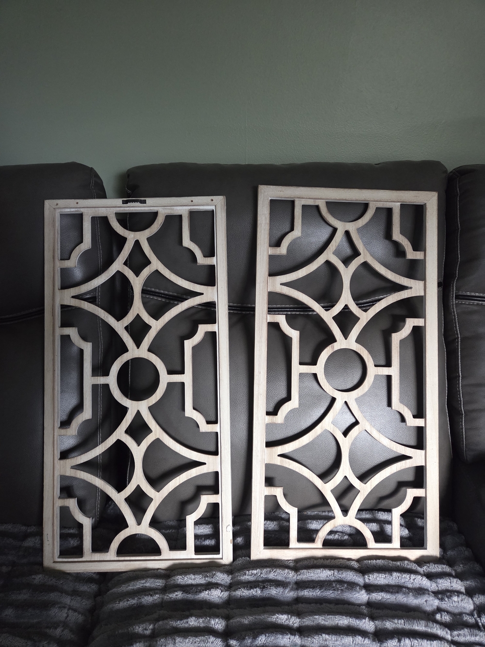 Rustic Geometric Wall Panels - Whitewashed Wood (Set of 2)